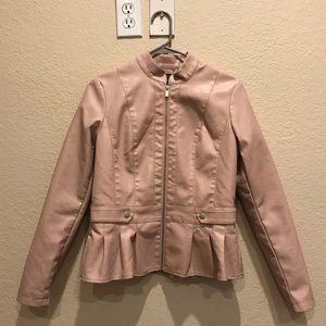 Baccini faux leather dusty pink jacket NWT